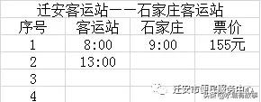 迁安客运站最新时刻表运营表，需要出行的朋友注意啦！