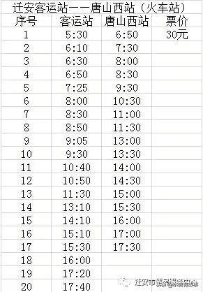 迁安客运站最新时刻表运营表，需要出行的朋友注意啦！