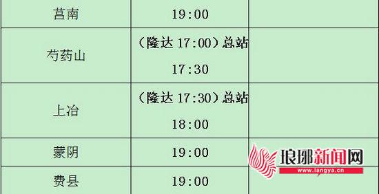 临沂汽车客运总站将于11月1日起执行冬季发车时间