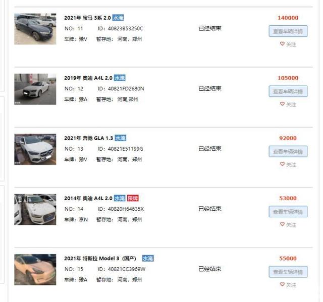 河南泡水车开始拍卖啦，公开透明，几万块钱的奥迪你敢买嘛？