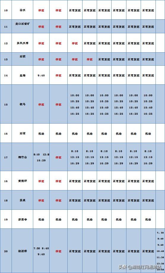 湘潭县：春节期间搭乘公车出行 请查收这份时刻表